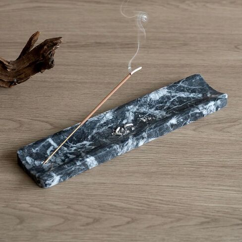 Marble Incense Holder Burner-Natural Stone Stick Incense Tray with Ash Catcher，20 Sticks & Brush - Elegant Decor for Meditation, Yoga, Home,Gift(Beige Travertine) in Saudi Arabia