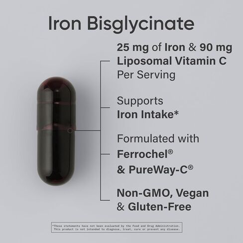 Sports Research® Iron with Vitamin C - High Absorption Iron with Vitamin C - Gentle on Stomach Iron Supplement, Non-GMO - Vegan · Gluten Free, 90 Liquid Veggie Capsules in Saudi Arabia