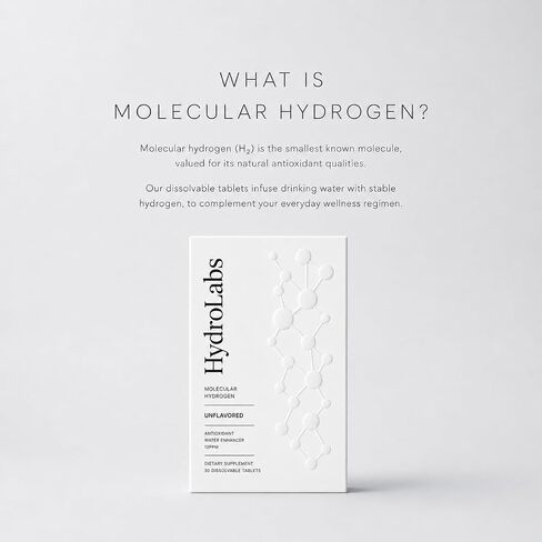 HydroLabs Molecular Hydrogen Tablets, Unflavored, 30 Count | 12PPM, Hydrogen Water Enhancer, Dissolvable Tablets, Daily Hydration Support in Kuwait