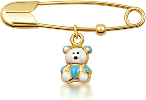 Claddagh Gold 14K Yellow Safety Pin Enamel Teddy Bear Charm in Kuwait