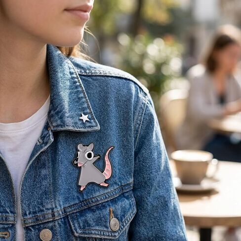 1Pcs Cute Rat Enamel Pin Brooch Cartoon Animal Lapel Pin, Funny Backpack Pin, Grey Mouse Accessory, Gift for Teens, Women, Collectors, Aesthetic Pins in Saudi Arabia