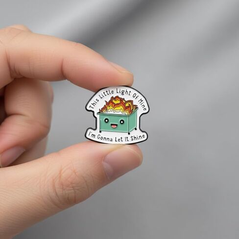 Cartoon Burning Trash Can pin - Funny Dumpster Fire Enamel Pins with "This Little Light Of Mine" for Backpacks, Jackets, Hats. Inspirational Brooches Gifts for Friends, Women, Students, Coworkers. in Saudi Arabia