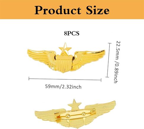 Pilot Wings Pins 2.3" Wide - Air Force Senior Pilot Badge Pins, Alloy Aviator Airplane Pin, Metal Wing Brooch for Uniforms, Hats, and Flight Attendant Costume Accessories in Saudi Arabia