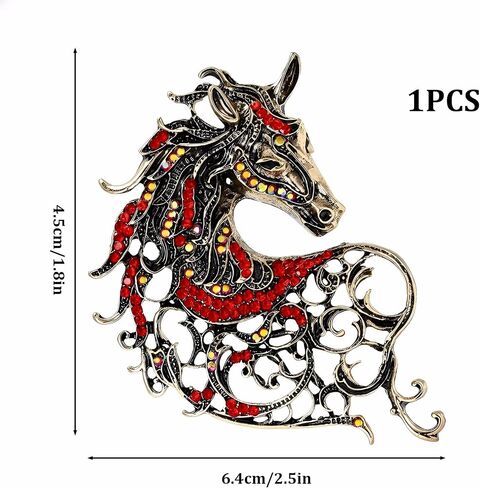 Women's Red Horse Brooch Vintage Elegant Western Pins For Women New Year Of The Horse Collection New Year Birthday in Saudi Arabia