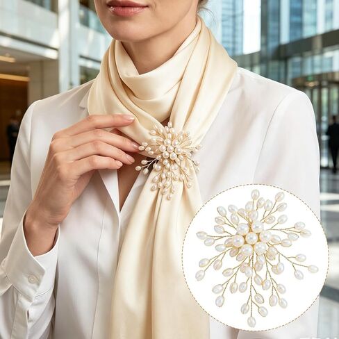 Large Pearl Brooch for Women, White Floral Pearl Button Brooches Pins, Vintage Flower Blooming Brooch for Anniversary Prom, Wedding Party, 1PC in Saudi Arabia