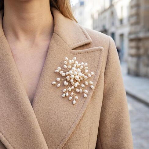 Large Pearl Brooch for Women, White Floral Pearl Button Brooches Pins, Vintage Flower Blooming Brooch for Anniversary Prom, Wedding Party, 1PC in Saudi Arabia