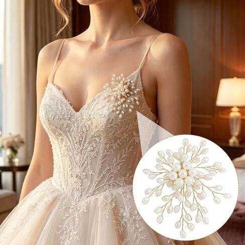 Large Pearl Brooch for Women, White Floral Pearl Button Brooches Pins, Vintage Flower Blooming Brooch for Anniversary Prom, Wedding Party, 1PC in Saudi Arabia