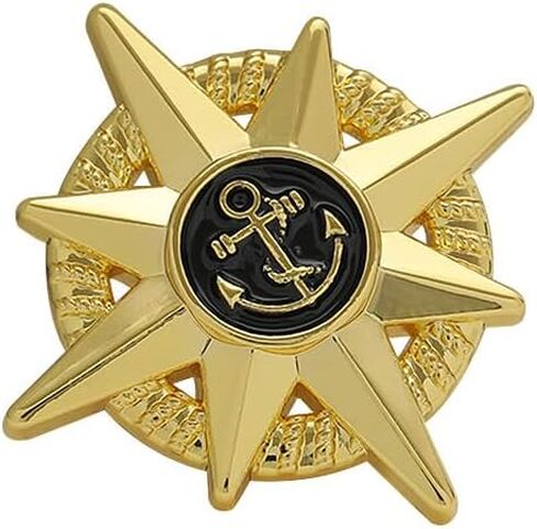 2Pcs British Retro Style Anchor Resin Eight-Pointed Star Metal Brooch, Gold and Silver Mix (1 Each), Nautical Lapel Pin for Jackets, Blazers, Hats - Vintage Accessories in Saudi Arabia