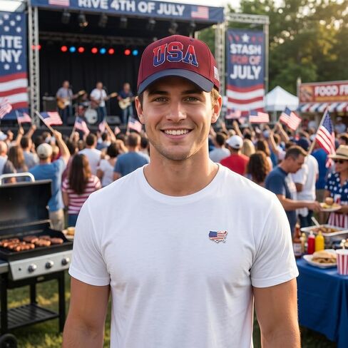 2 Pieces USA Baseball Cap Patriotic Souvenirs Hat, July 4th Cap with US Lapel Pins Set for Men Women in Saudi Arabia