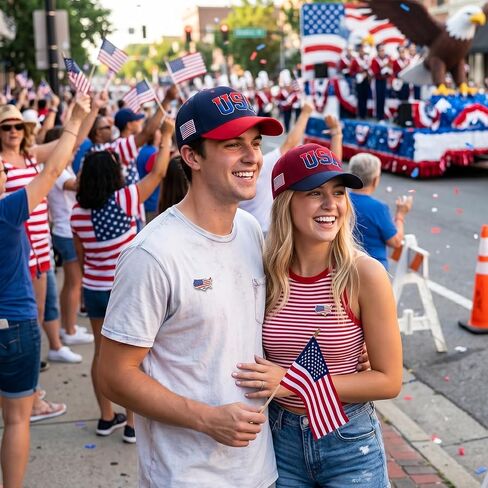 2 Pieces USA Baseball Cap Patriotic Souvenirs Hat, July 4th Cap with US Lapel Pins Set for Men Women in Saudi Arabia