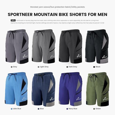 Sportneer Bike Shorts for Men 3D Padding MTB Mountain Bike Shorts for Men with Liner and Loose Fit Navy Blue in Saudi Arabia
