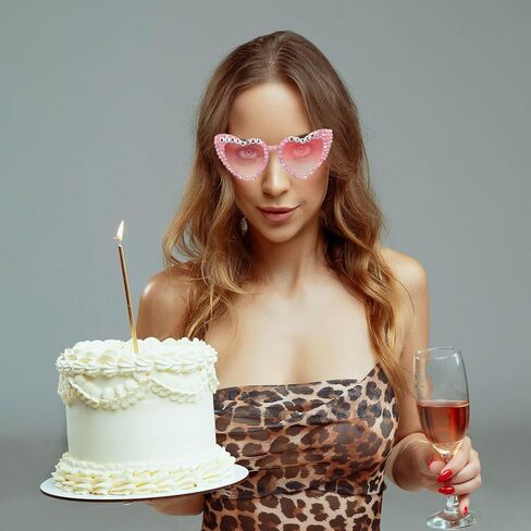 Birthday Sunglasses for Girls - Pink 'Birthday Bitch' Shiny Bling Diamond Pearl Glasses for Girls Women Birthday Party Supplies in Saudi Arabia