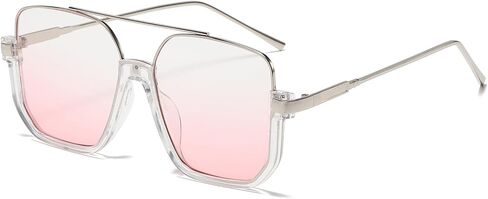 Long Keeper Retro Oversize Pilot Sunglasses for Women Men Square Aviation Sun Glasses Semi-Rimless Trendy 70s Pilot Shades in Kuwait