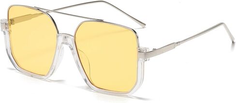 Long Keeper Retro Oversize Pilot Sunglasses for Women Men Square Aviation Sun Glasses Semi-Rimless Trendy 70s Pilot Shades in Kuwait