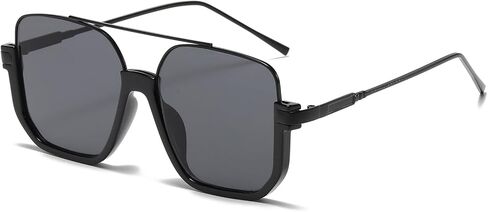Long Keeper Retro Oversize Pilot Sunglasses for Women Men Square Aviation Sun Glasses Semi-Rimless Trendy 70s Pilot Shades in Kuwait