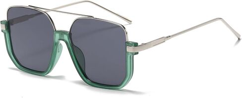 Long Keeper Retro Oversize Pilot Sunglasses for Women Men Square Aviation Sun Glasses Semi-Rimless Trendy 70s Pilot Shades in Kuwait