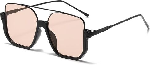 Long Keeper Retro Oversize Pilot Sunglasses for Women Men Square Aviation Sun Glasses Semi-Rimless Trendy 70s Pilot Shades in Kuwait
