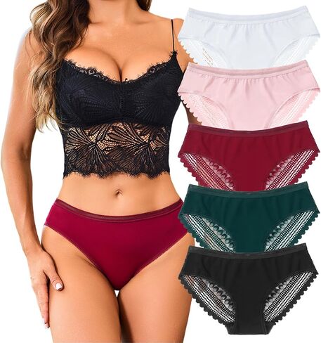 XI LIU 5 Pack Sexy Cheeky Underwear for Women Low Rise Lace Underwear for Women Comfortable Panties in Saudi Arabia