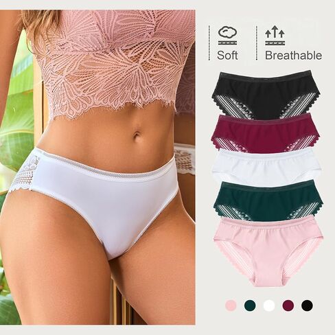 XI LIU 5 Pack Sexy Cheeky Underwear for Women Low Rise Lace Underwear for Women Comfortable Panties in Saudi Arabia