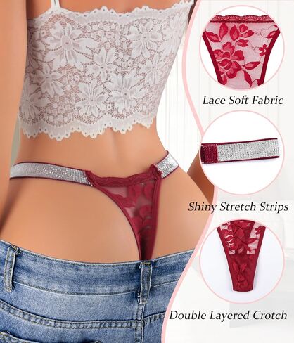 Hibluco Lace Sexy Women Thongs Shine Underwear Mesh Breathable Panties in Saudi Arabia