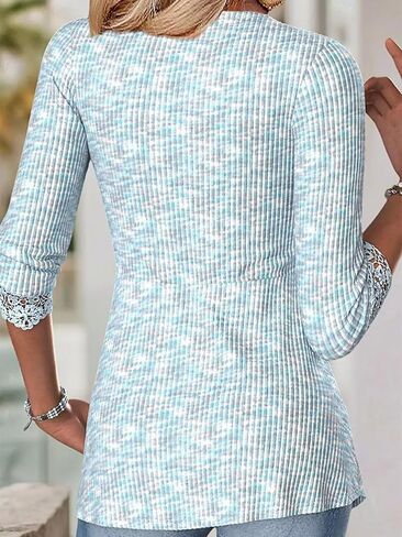 Flamingals Women's V Neck Peplum Shirts Three Quarter Length Sleeve Babydoll Empire Waist Tops in Kuwait