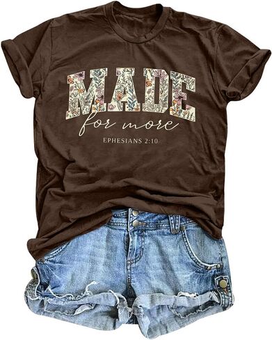 Made for More Christian Shirts for Women Inspirational Bible Verse T-Shirt Religious Faithful Short Sleeve Tee in Kuwait