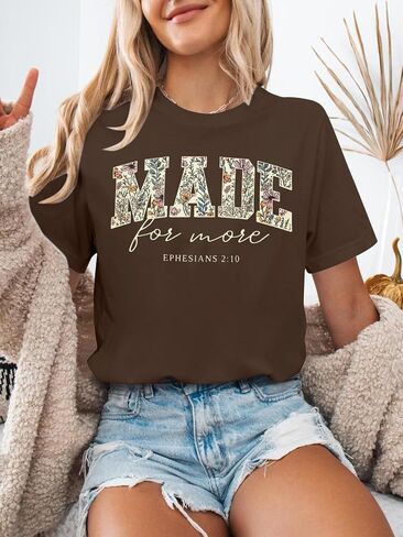 Made for More Christian Shirts for Women Inspirational Bible Verse T-Shirt Religious Faithful Short Sleeve Tee in Kuwait