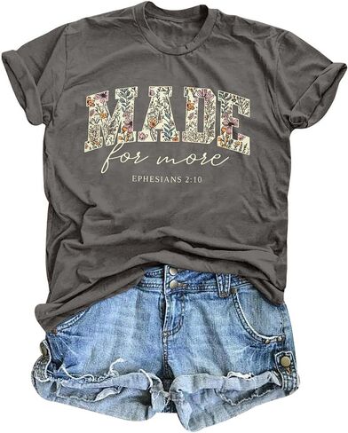 Made for More Christian Shirts for Women Inspirational Bible Verse T-Shirt Religious Faithful Short Sleeve Tee in Kuwait