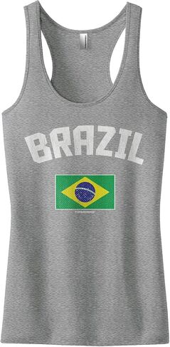 Threadrock Women's Brazil Brazilian Flag Racerback Tank Top in Kuwait