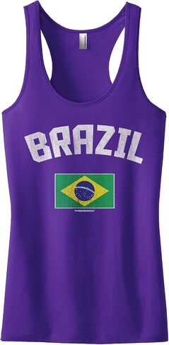 Threadrock Women's Brazil Brazilian Flag Racerback Tank Top in Kuwait