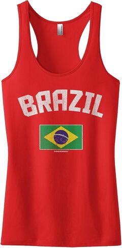 Threadrock Women's Brazil Brazilian Flag Racerback Tank Top in Kuwait