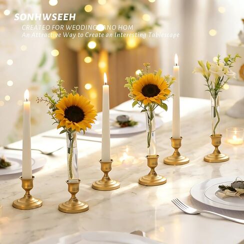 10 PCS 7.9" Acrylic Vase Cylinder Bud Vase for Taper Candlesticks, Flower Vase with Silicon Rubber and 10 Ribbon Case Fit in Candle Holders Size 20-22mm, Create Floral for Tablescapes, Home Decor in Saudi Arabia