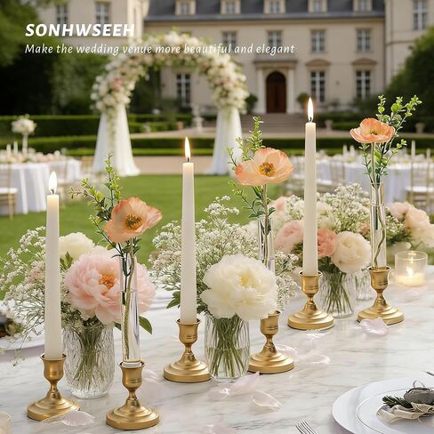 10 PCS 7.9" Acrylic Vase Cylinder Bud Vase for Taper Candlesticks, Flower Vase with Silicon Rubber and 10 Ribbon Case Fit in Candle Holders Size 20-22mm, Create Floral for Tablescapes, Home Decor in Saudi Arabia