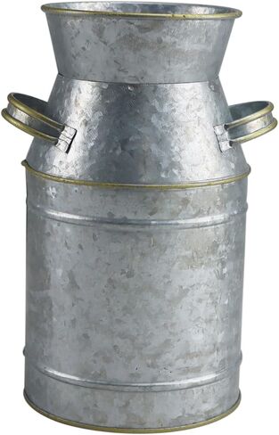 Galvanized Silver Metal Milk Can Flower Vase Antique Retro Rustic Vintage Primitive Farmhouse Country Planter Holder for Home Office Decor, 7.5" in Saudi Arabia