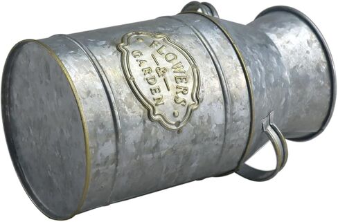 Galvanized Silver Metal Milk Can Flower Vase Antique Retro Rustic Vintage Primitive Farmhouse Country Planter Holder for Home Office Decor, 7.5" in Saudi Arabia