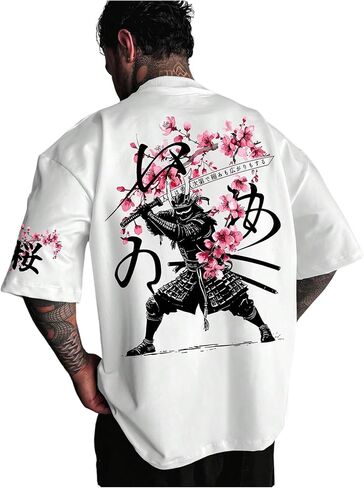 WDIRARA Men's Japanese Letter Graphic Tees Crew Neck Short Sleeve T Shirts Casual Tops in Kuwait