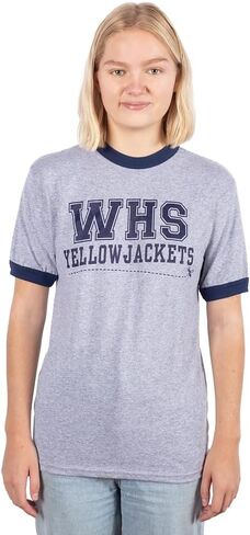 تي شيرت Yellowjackets WHS Ringer - كما نشاهده - تي شيرت Yellowjackets ذو تصميم عتيق بياقة وأكمام متباينة in Kuwait