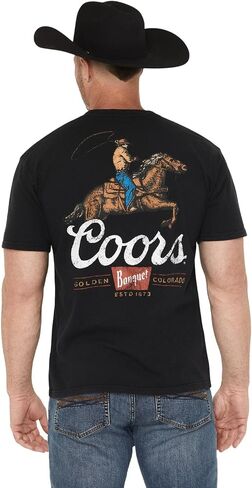 Coors Rodeo Cowboy Premium Super Soft Heavyweight Front Pocket Back-Print T-Shirt in Kuwait