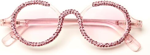 ICARA Retro Round Rhinestone Blue Light Blocking Reading Glasses, Spring Hinge Computer Readers for Women in Saudi Arabia