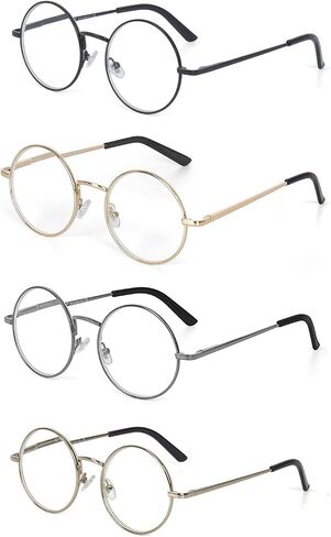 4 Pack Metal Frame Round Reading Glasses with Spring Hinge in Saudi Arabia