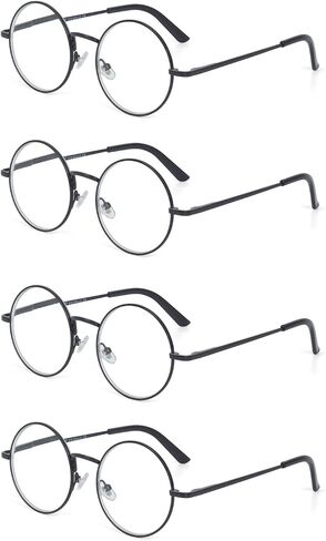 4 Pack Metal Frame Round Reading Glasses with Spring Hinge in Saudi Arabia