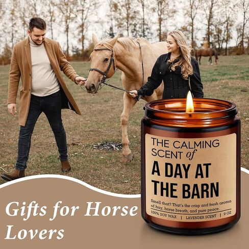 LEADO Scented Candle, Horse Lover Gifts for Women, Men - Equestrian Gifts for Barn Friend, Girl, Daughter, Mom, Dad - Cool Fathers Day, Birthday Presents for Horse Lover, Owner, Rider, Equestrian in Saudi Arabia