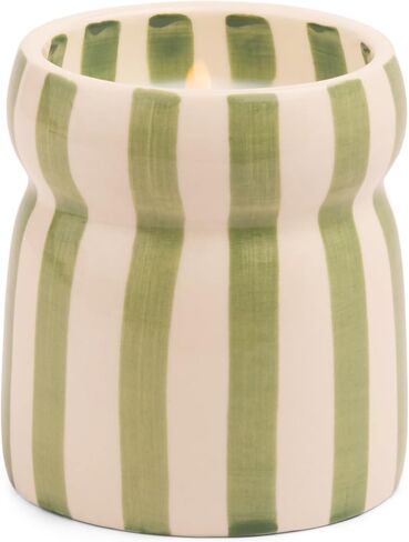 Paddywax Cabana Hand-Painted Scented Candle in Ceramic Reusable Food Safe Jar, Clean-Burn Soy Candle with Approx. 42 Hour Burn Time, Black – Lave Stone, 6.5 oz in Saudi Arabia