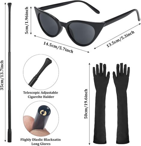 6 Pieces 1920s Accessories, Audrey Hepburn Costume Set Breakfast at Tiffany's Accessories Holly Golightly Costume for Women Halloween Cosplay in Saudi Arabia
