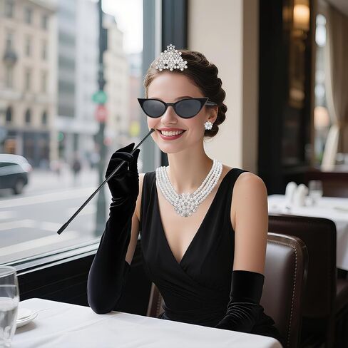 6 Pieces 1920s Accessories, Audrey Hepburn Costume Set Breakfast at Tiffany's Accessories Holly Golightly Costume for Women Halloween Cosplay in Saudi Arabia