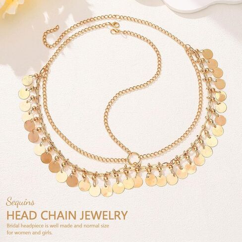 CAKURE Gold Head Chain Sequin Egyptian Headpiece Cleopatra Hair Accessories for Women in Saudi Arabia