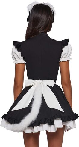 Dolls Kill Anime Maid Premium Costume by Trickz N' Treatz – Women's Dress with Bow Collar & Feather Duster in Kuwait