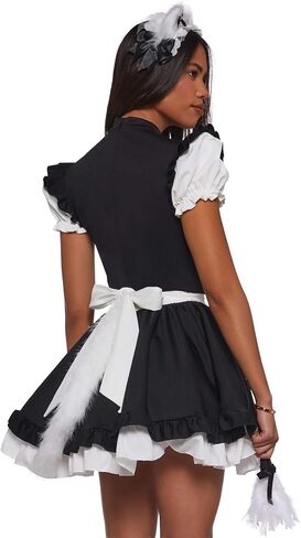 Dolls Kill Anime Maid Premium Costume by Trickz N' Treatz – Women's Dress with Bow Collar & Feather Duster in Kuwait