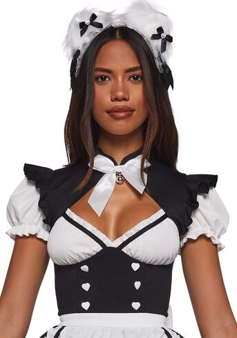 Dolls Kill Anime Maid Premium Costume by Trickz N' Treatz – Women's Dress with Bow Collar & Feather Duster in Kuwait