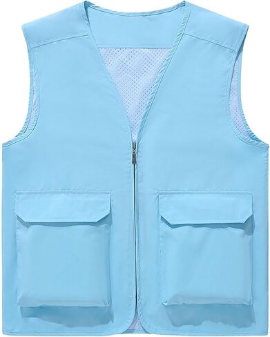 Men's Fishing Vest Utility Summer Vests with Pockets Safari Travel Outdoor Work Photo Cargo Outwear in Saudi Arabia